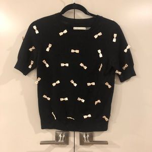 Alice and Olivia short sleeved cropped bow sweater